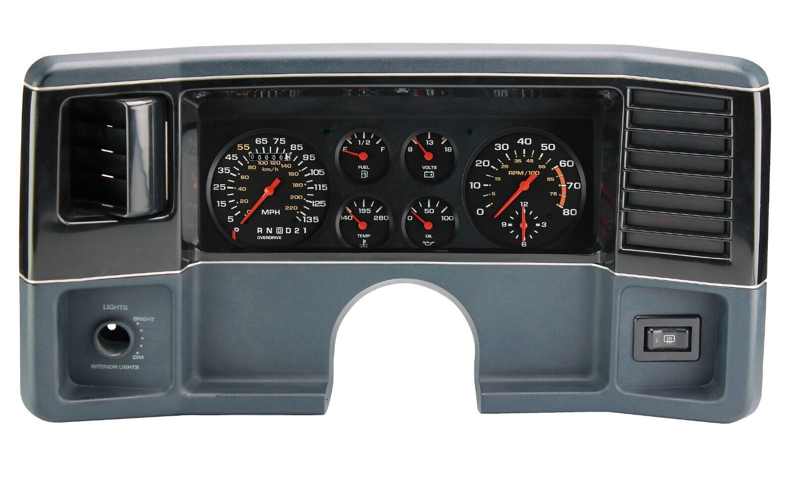 NEW 1978-88 CHEVY & GMC G BODY INSTRUMENT CLUSTER WITH OVERDRIVE GEAR INDICATOR