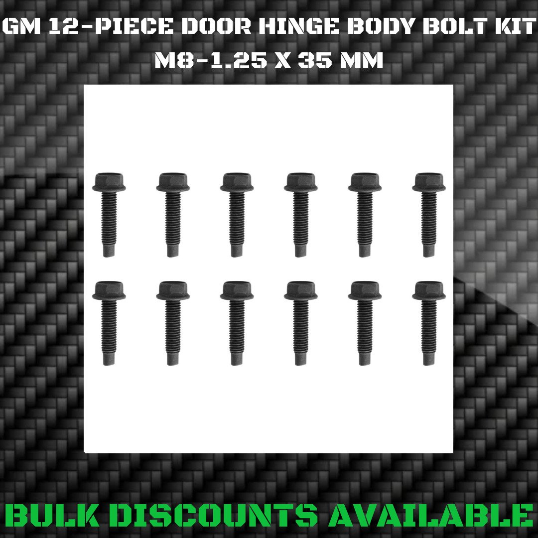 1978-1988 G BODY Upper Lower Door Hinge Body Bolts 12-Piece KIT GM OEM M8-1.25