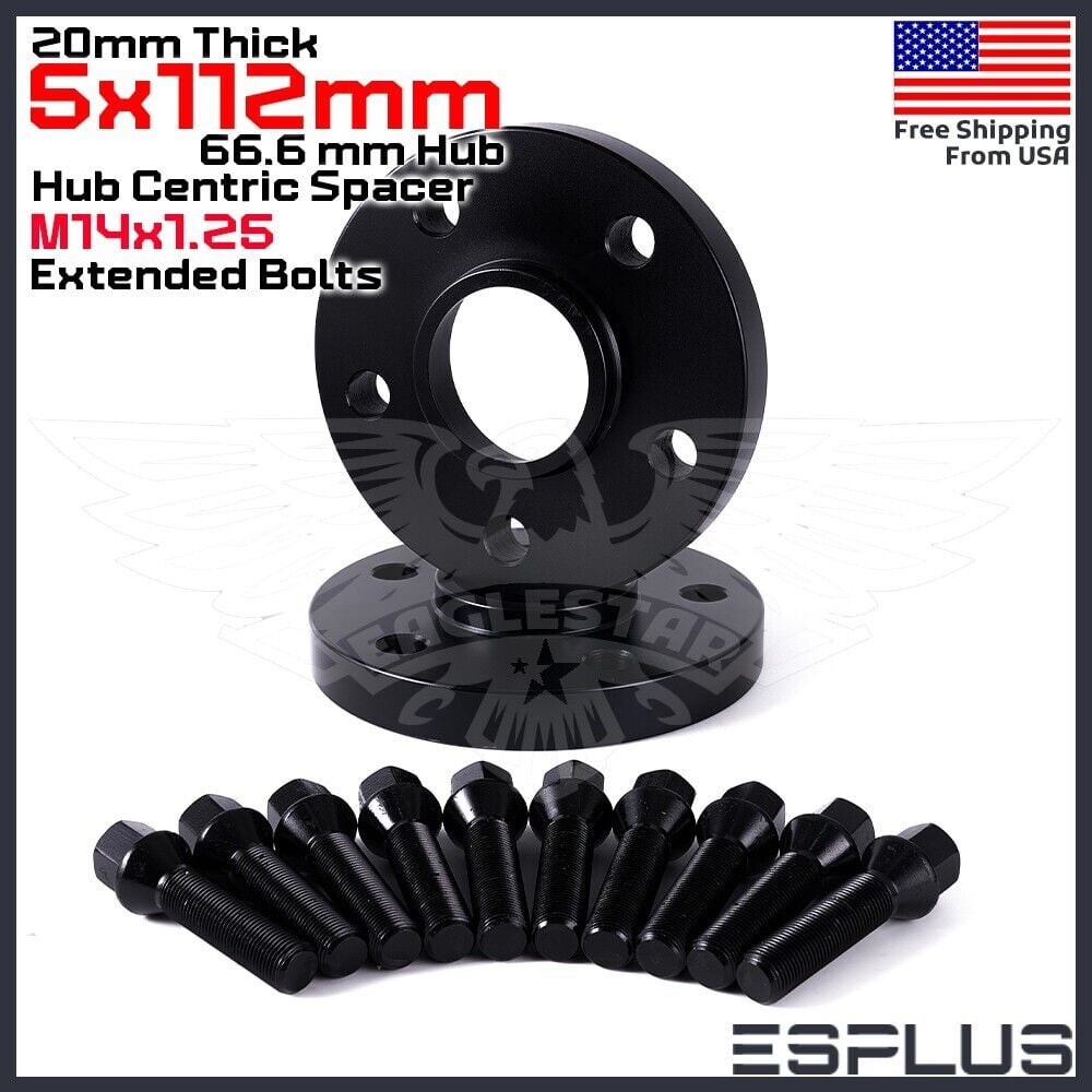 [2] 20mm Thick BMW G-Body 5×112 C.B 66.6 Wheel Spacer Kit 14×1.25 Bolts Included