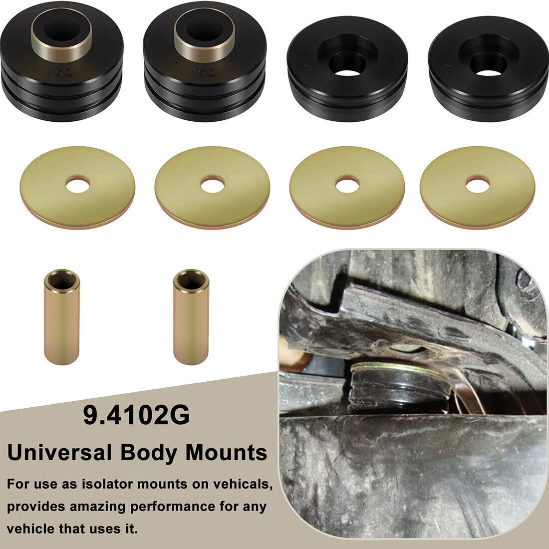 9.4102G Body Cab Mount Bushing Cushion Universal Kit for Car Rod Frame Truck