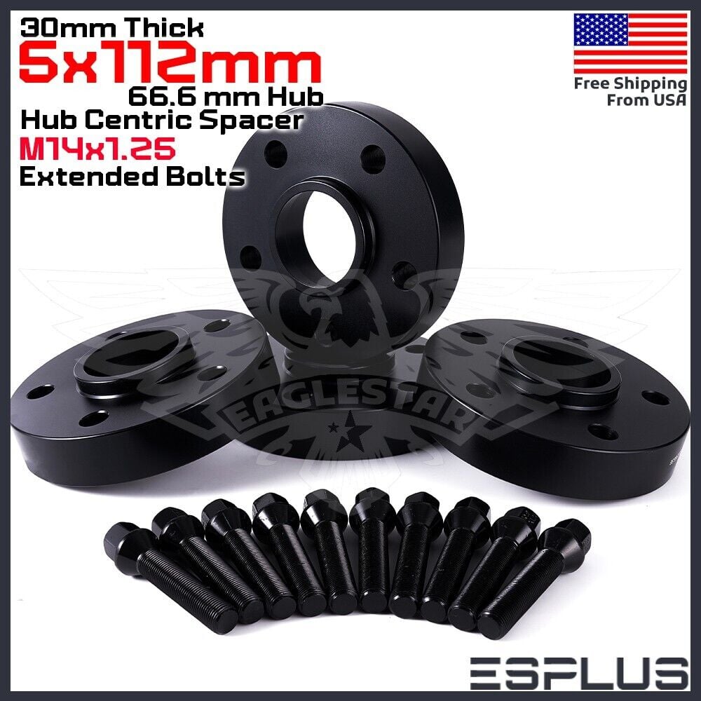 [4] 30mm Thick BMW G-Body 5×112 C.B 66.6 Wheel Spacer Kit 14×1.25 Bolts Included