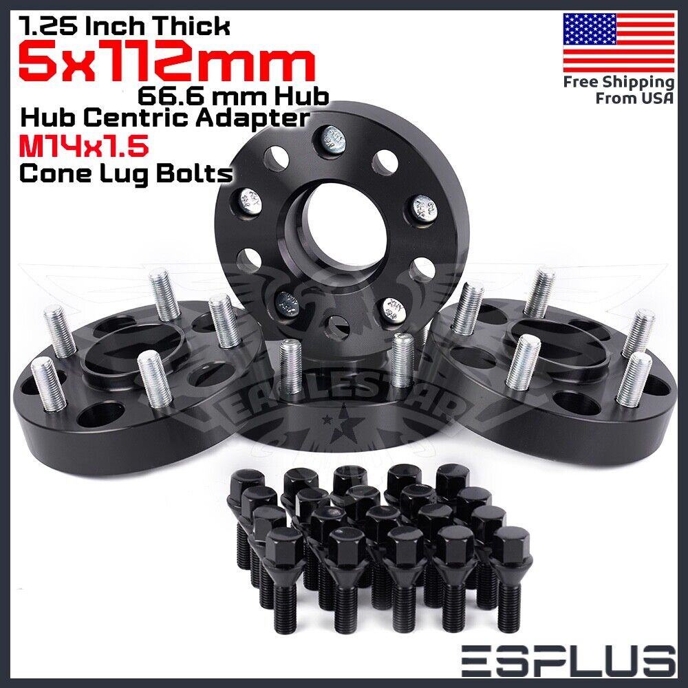 [4] 1.25″ Thick BMW G-Body 5×112 C.B 66.6 Wheel Spacer Kit 14×1.25 Bolts Include