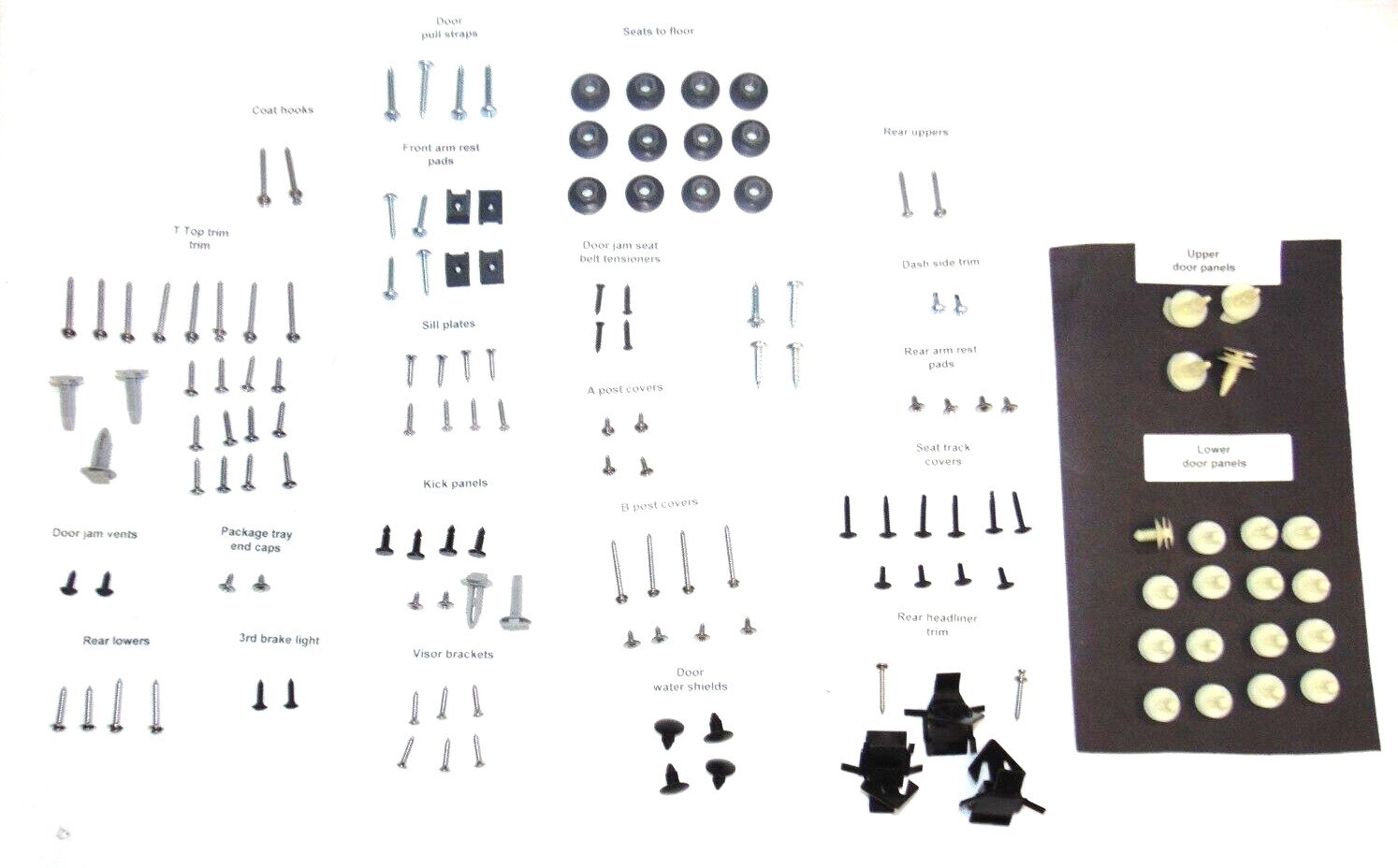 New 150 piece master interior screw and clip kit G body 78-88 T top 7553