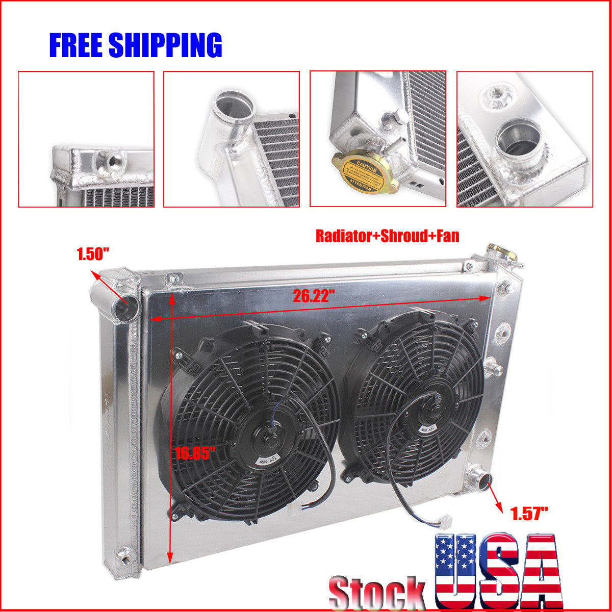 3 Row Radiator + Fans For Chevy 70-81 Camaro 78-87 Monte Carlo G-Body Caprice