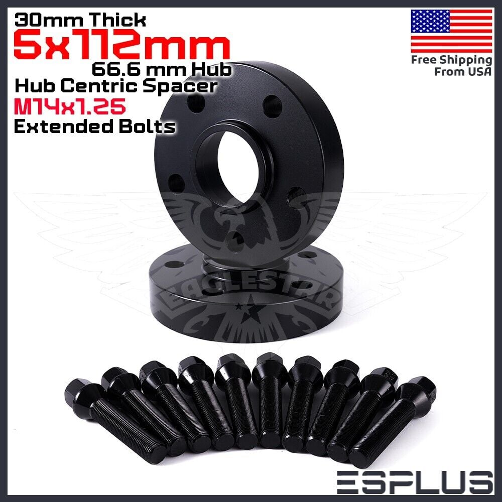 [2] 30mm Thick BMW G-Body 5×112 C.B 66.6 Wheel Spacer Kit 14×1.25 Bolts Included