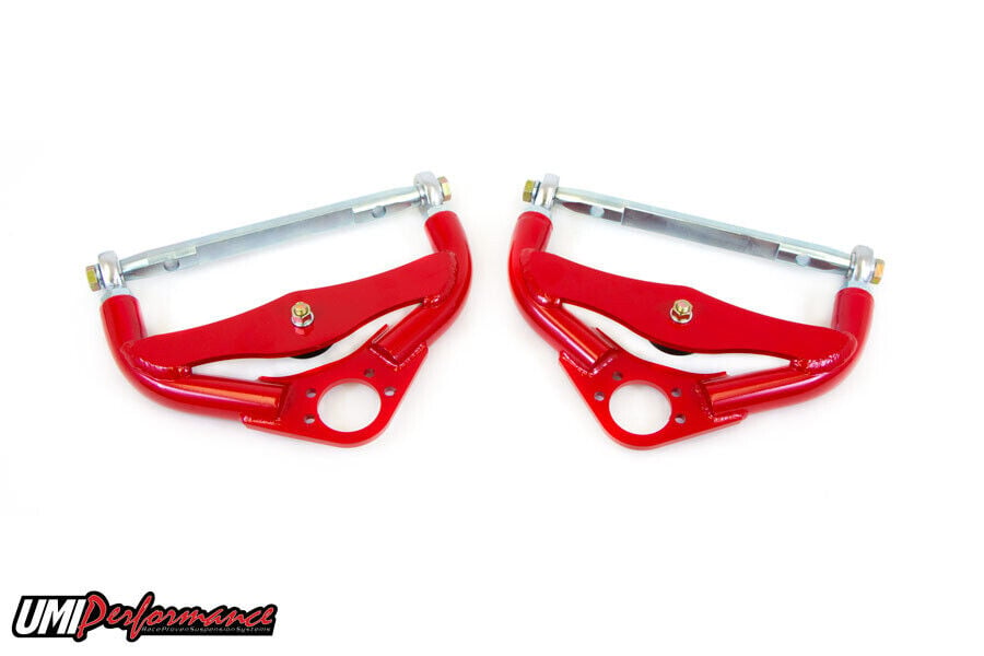 1978-88 GM G-Body UMI Upper A-arms, Red Upper A-arms, Adjustable, No Ball Joints