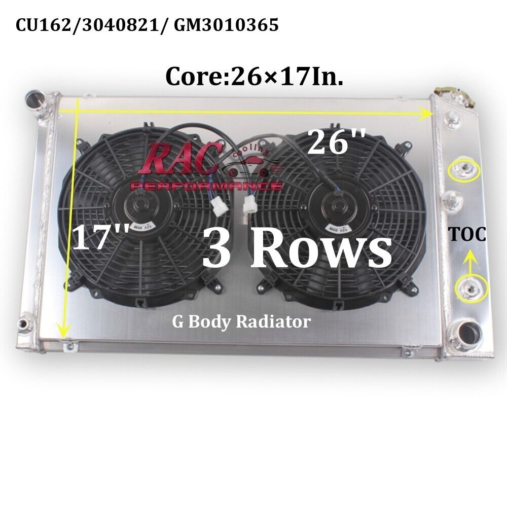 3Row Radiator Fans Shroud for 78-87 G-Body Monte Carlo El Camino Mabibu Cutlass