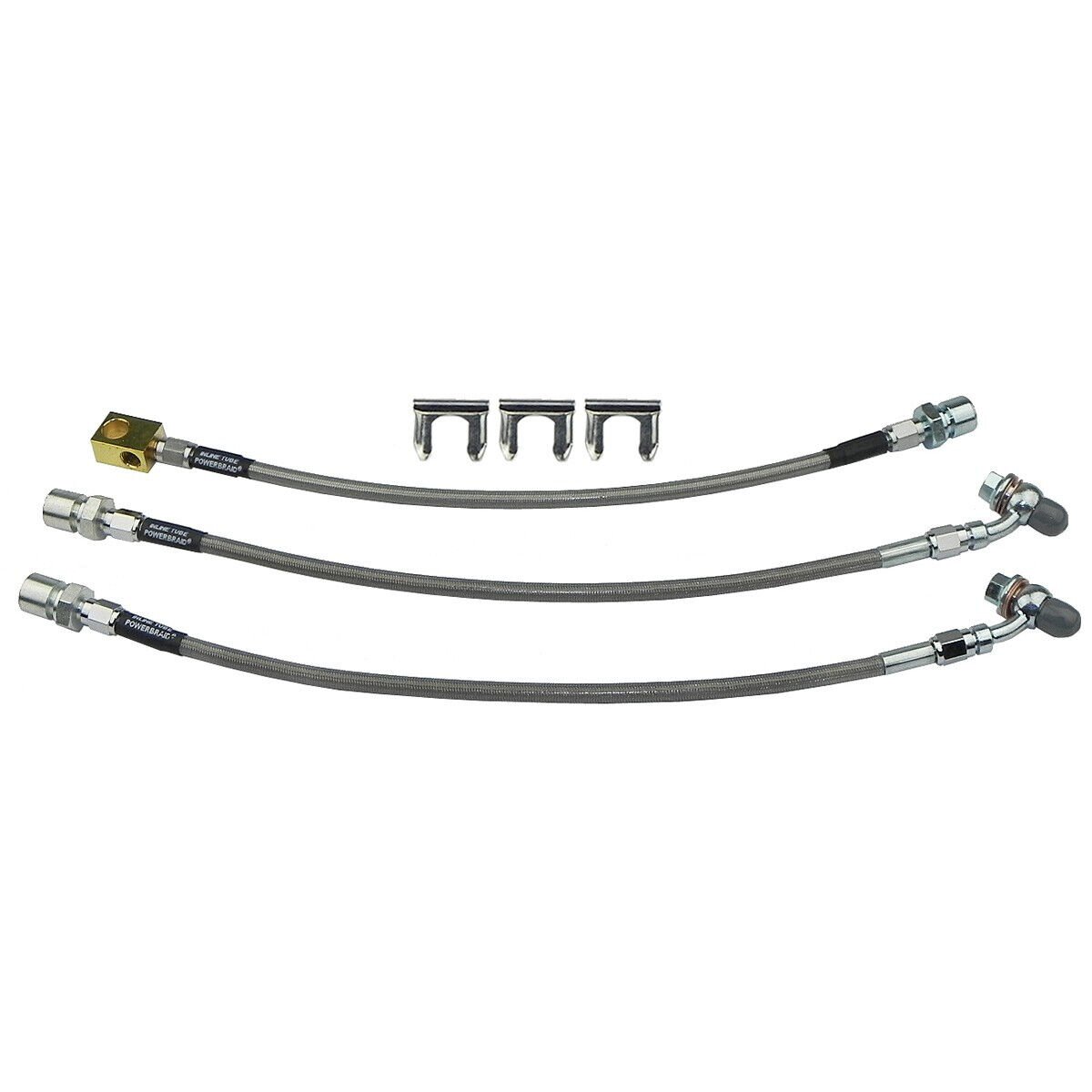 78 GM A G Body Front Disc Rear Drum Stainless Braided Brake Flex Hose Set Kit