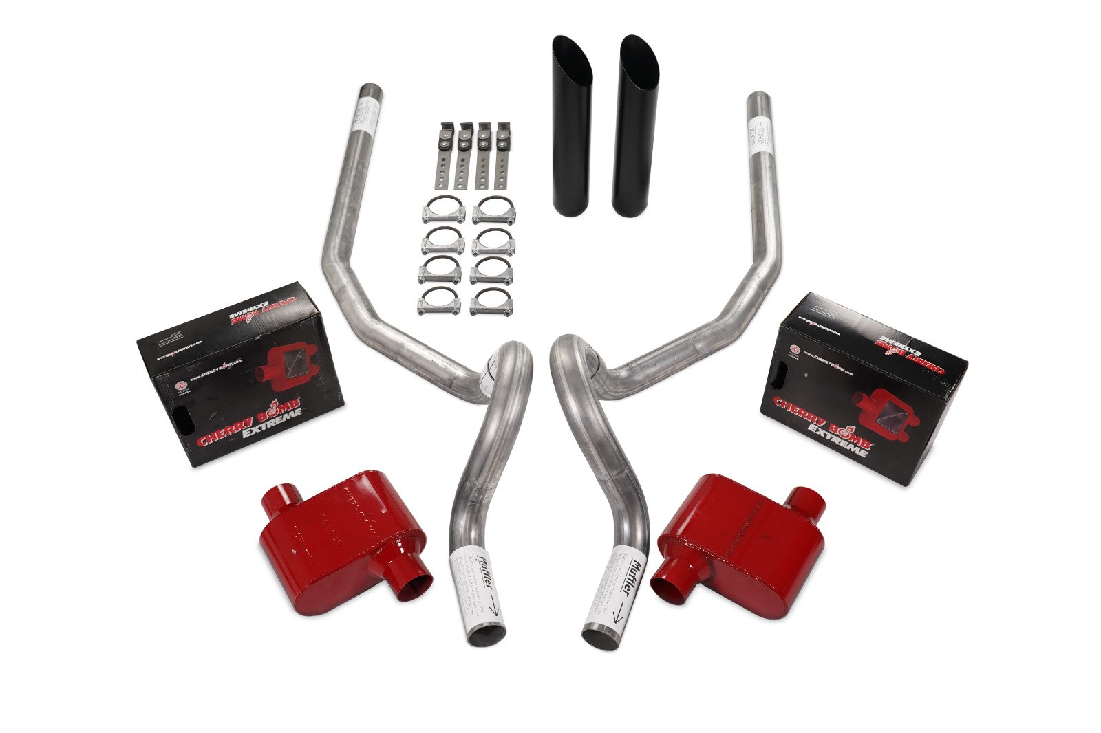 78-88 GM G Body Car 2.5″ Dual Exhaust Kit Cherry Bomb Extreme Rear Exit Black T