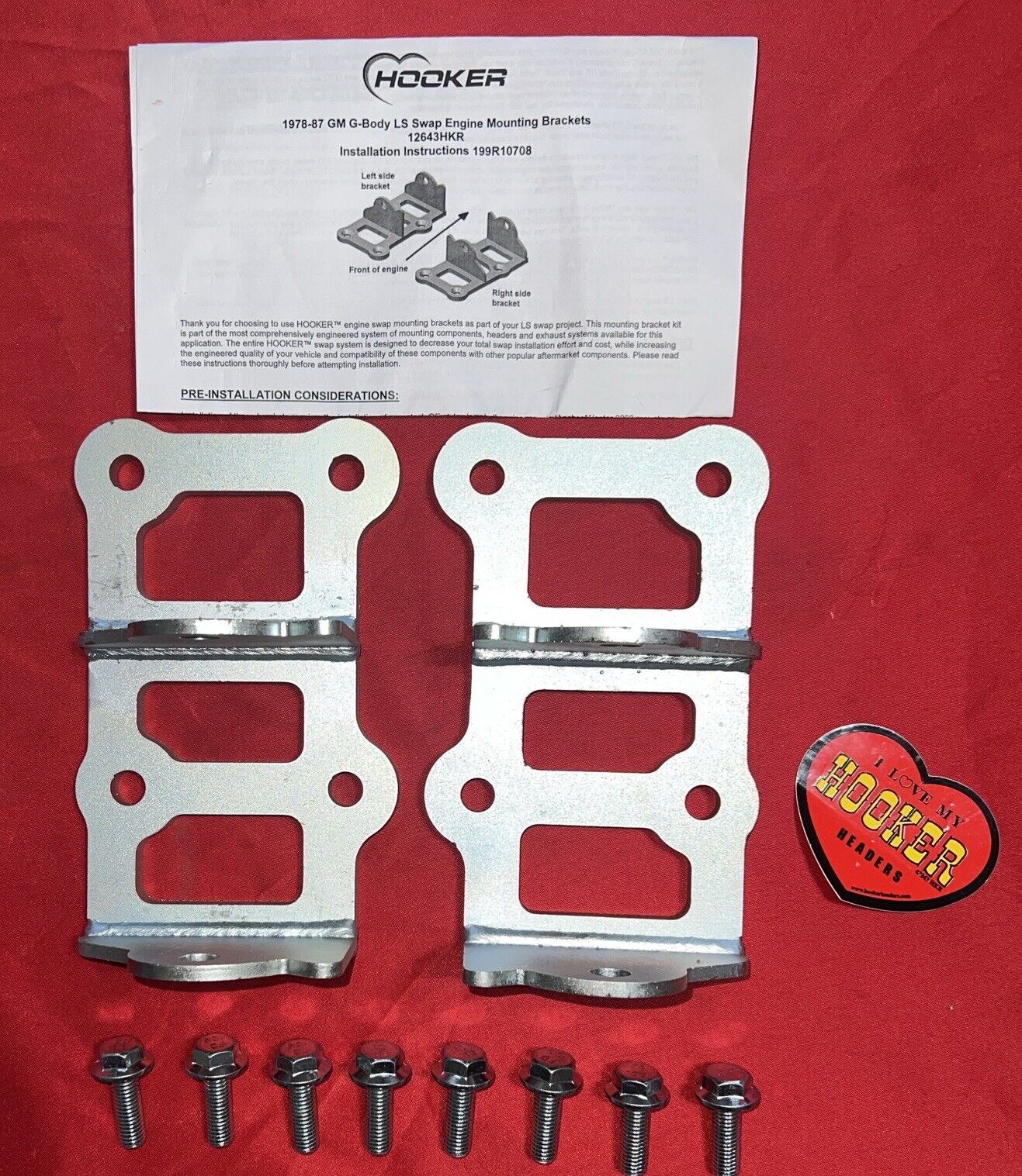 Hooker BlackHeart 12643HKR 78-88 GM G-Body LS-Swap Engine Motor Mount Brackets