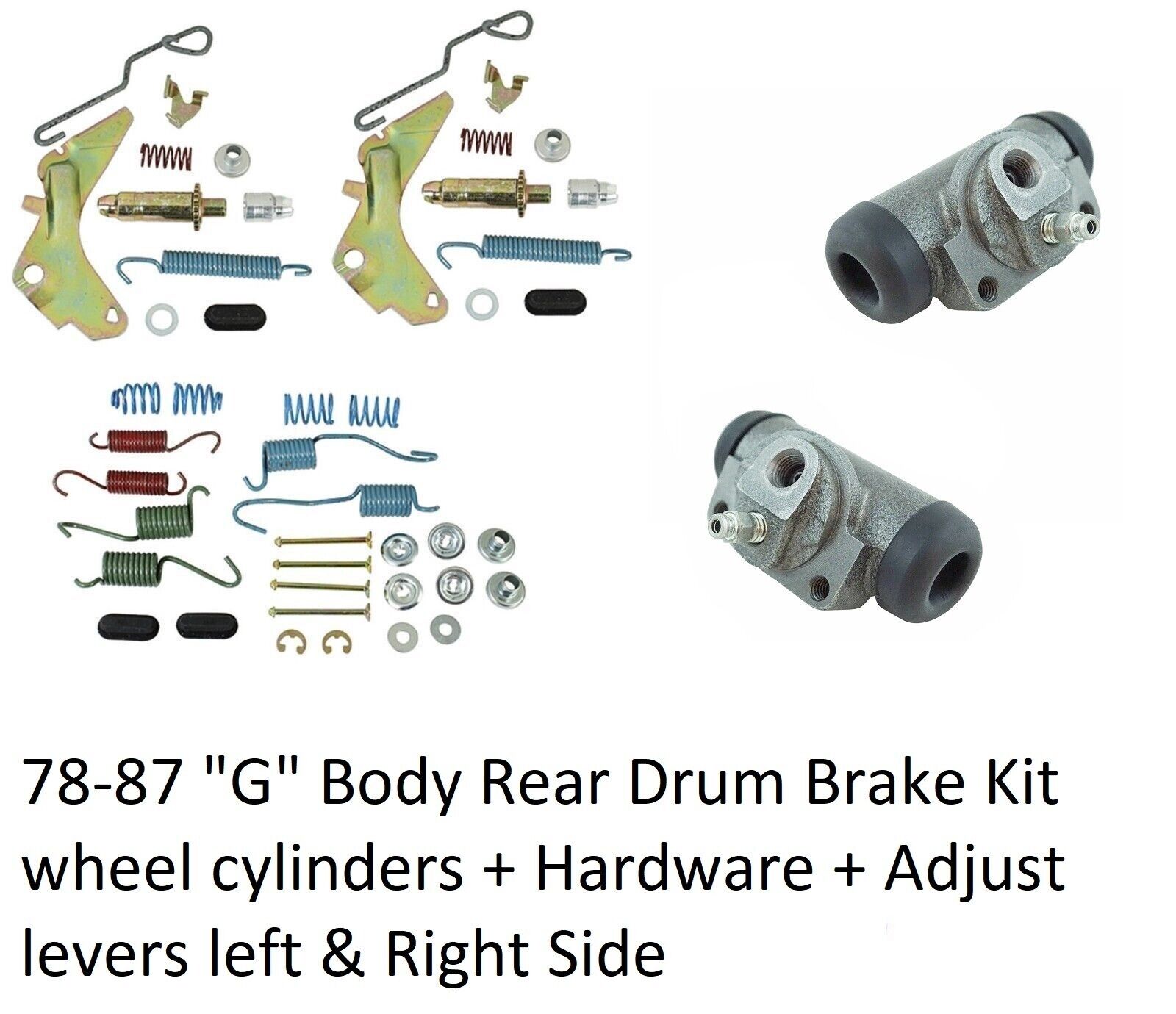 78-87 GM “G” Body Rear Brake Drum Kit Wheel Cylinders + Hardware + Adjust levers