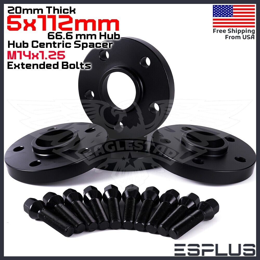 [4] 20mm Thick BMW G-Body 5×112 C.B 66.6 Wheel Spacer Kit 14×1.25 Bolts Included