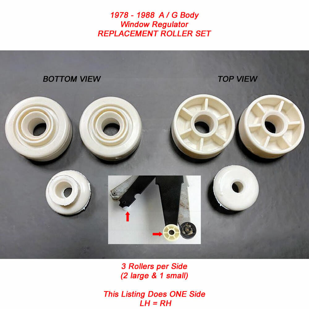 78-88 A/G Front Door Window Regulator Replacement Guide Roller Set LH or RH 3pcs