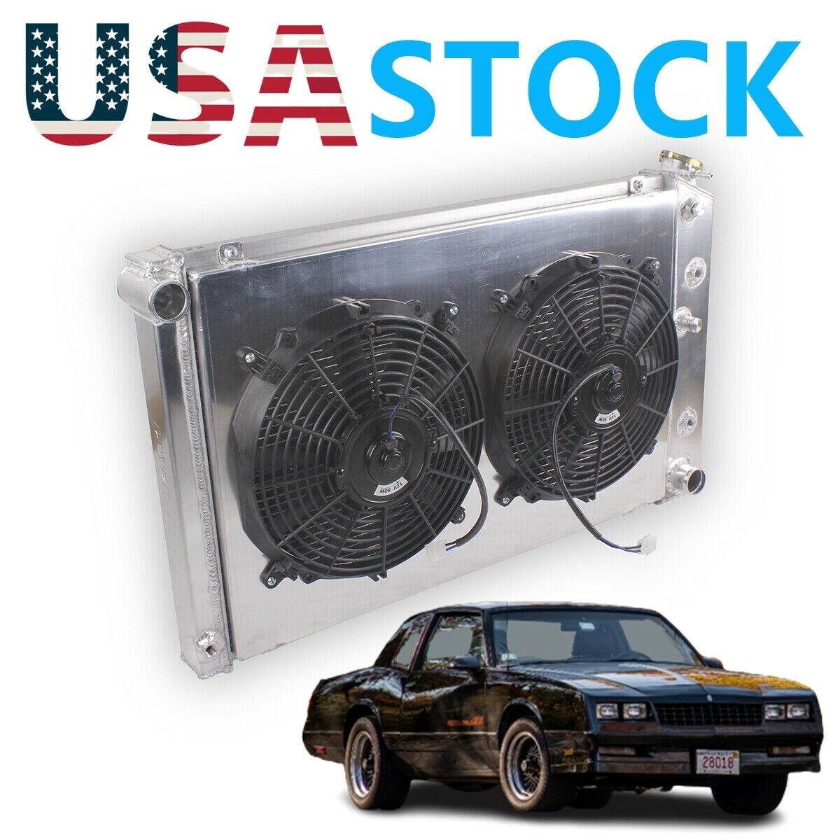 For Chevy Camaro 70-81 / Monte Carlo 78-87 G-Body 4Row Radiator Fans With Shroud