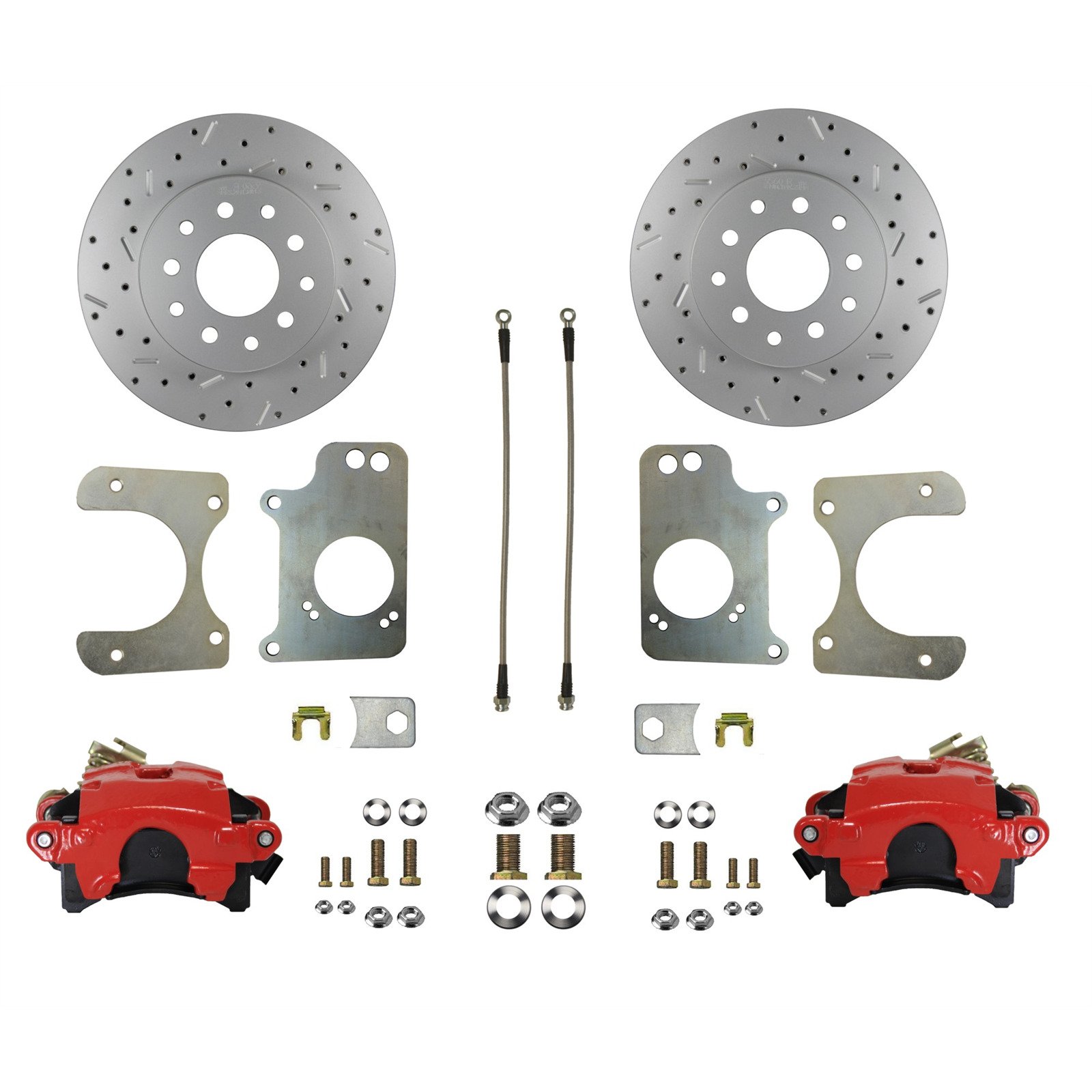 1978-1991 G Body & S10 Truck Rear Disc Brake Conversion Kit Drilled Rtr Red Clpr