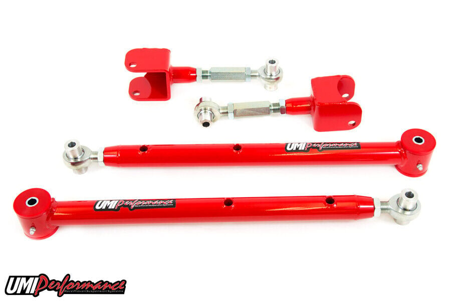 UMI 1978-1988 GM G-Body Adjustable Upper & Lower Control Arm Kit RED 301417-R