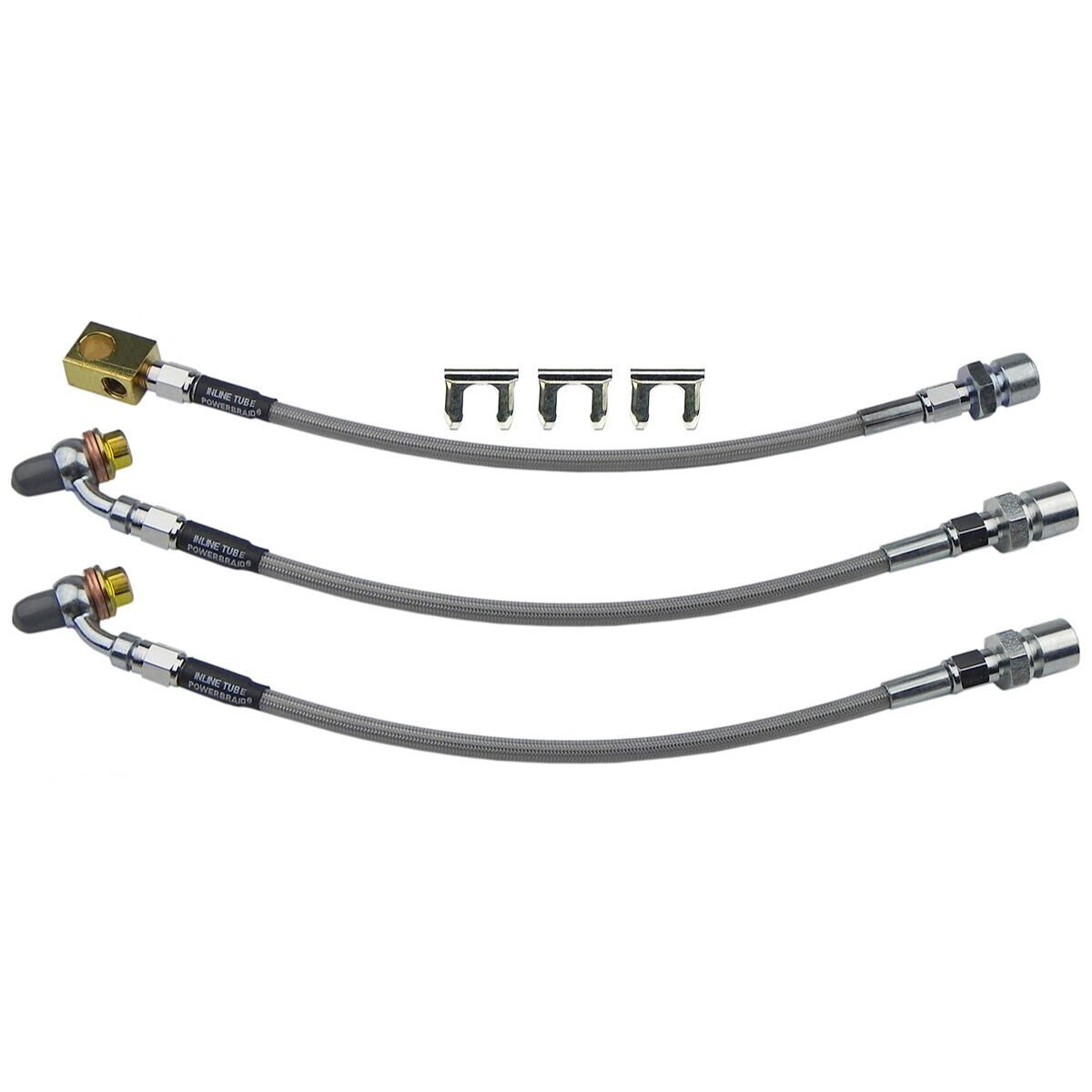 1979-88 GM G Body Front Disc Rear Drum Stainless Braided Brake Flex Hose Set Kit