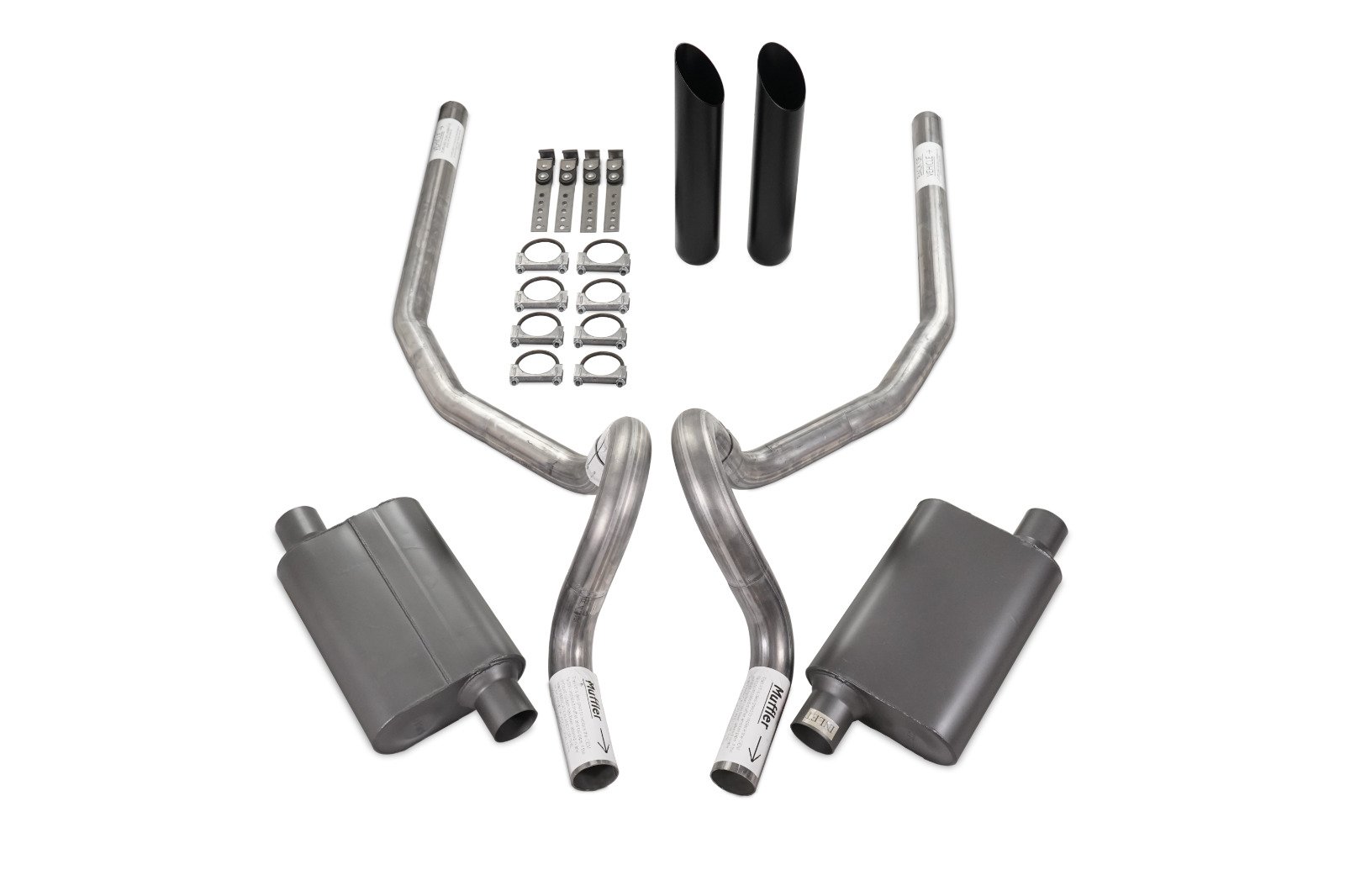 78-88 GM G Body Car 2.5″ Dual Exhaust Kit 2 Chamber Rear Exit Black Tip