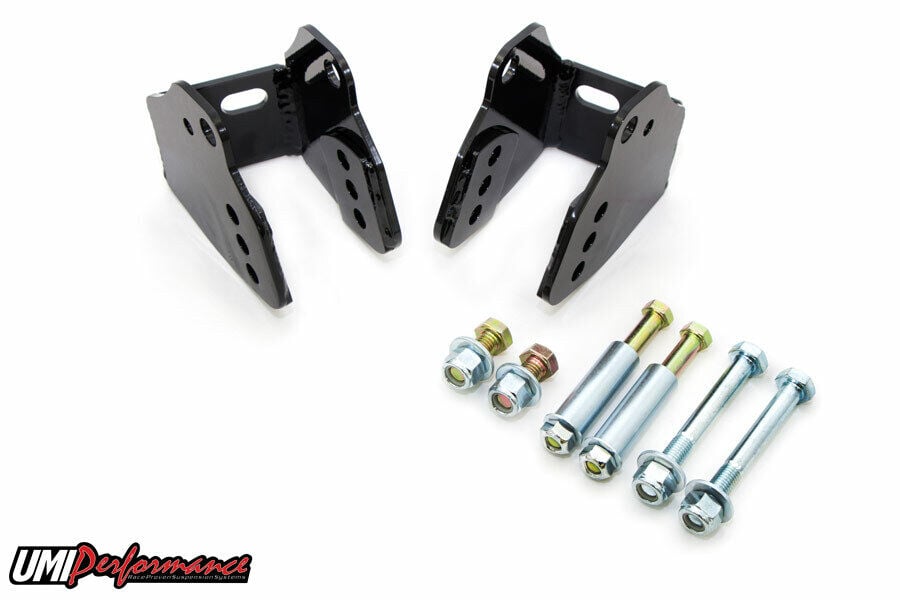 UMI 78-88 G-Body Rear Lower Control Arm Relocation Bracket- Bolt In BLACK 3018-B