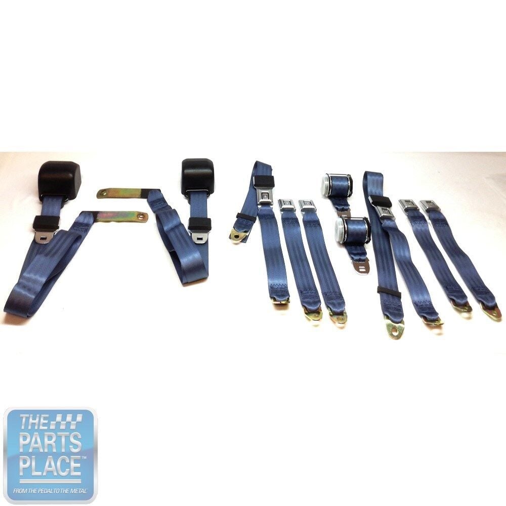 1978-88 GM G Body Cars Factory Style Front Bench & Rear Seat Belts – Navy Blue