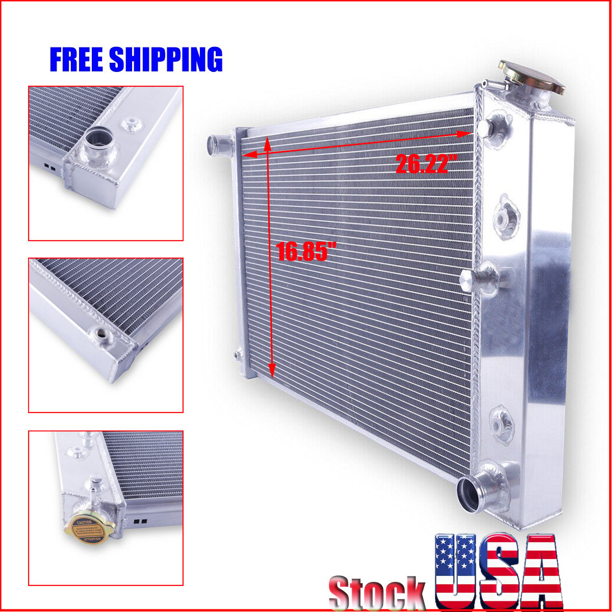 4 Row Aluminum Radiator For 70-81 Chevy Camaro / 78-87 Monte Carlo G-Body GMC V8