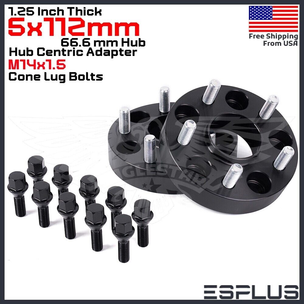 [2] 1.25″ Thick BMW G-Body 5×112 C.B 66.6 Wheel Spacer Kit 14×1.25 Bolts Include