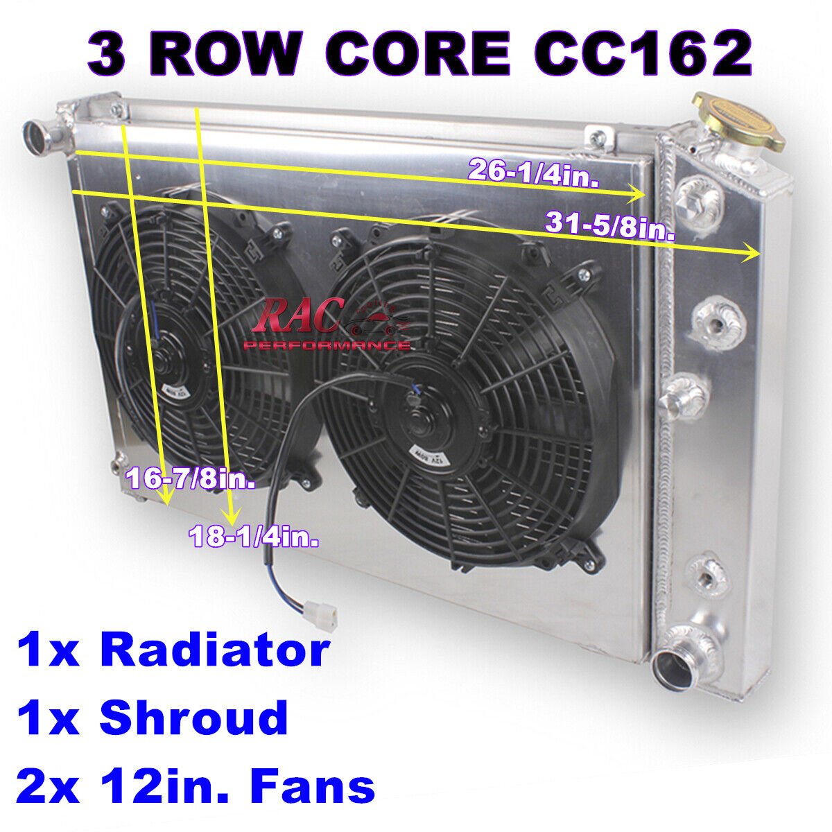 Radiator w/Shroud Fans for Chevy 1978-1988 Monte Carlo El Camino Malibu G body