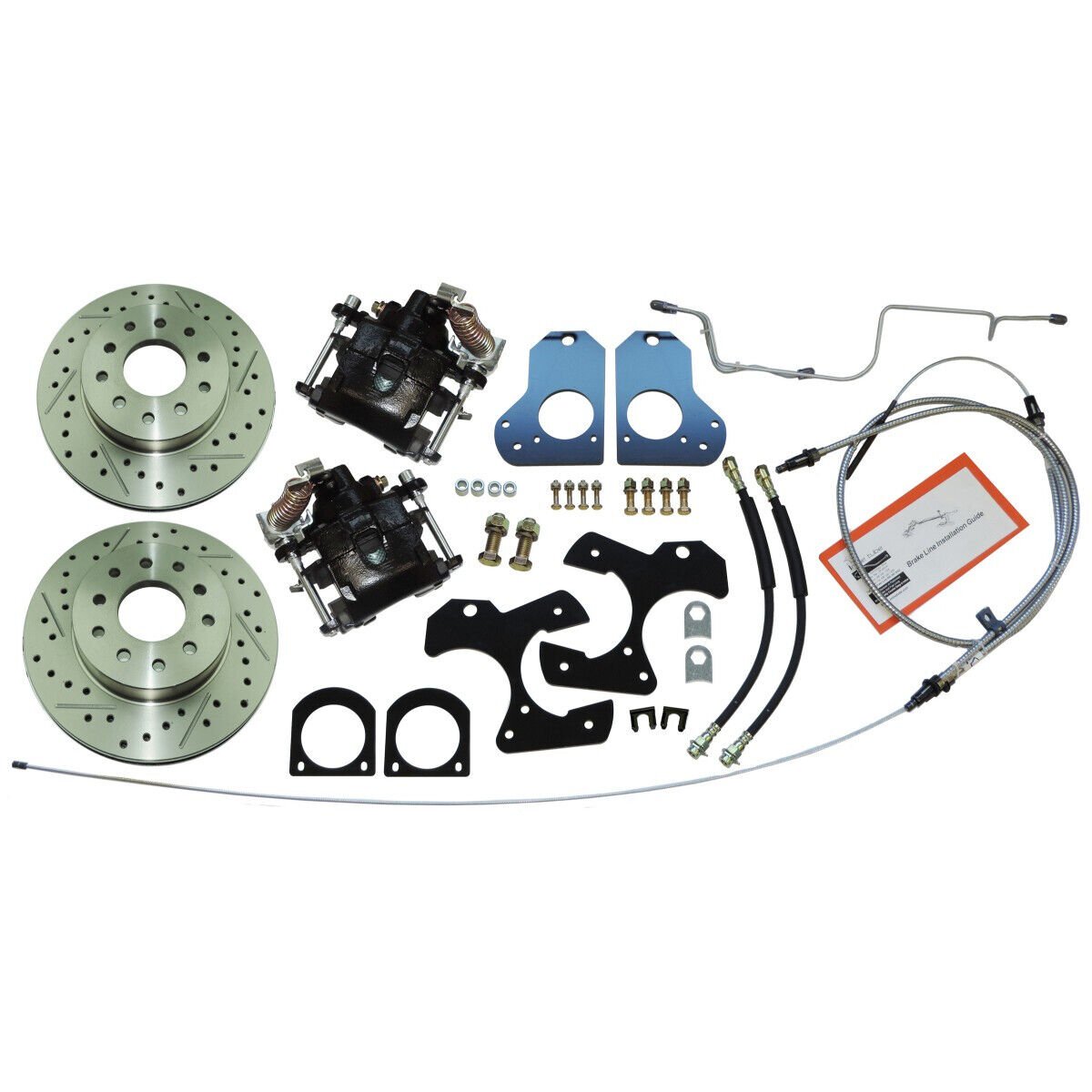 1978-87 GM Rear Disc Brake Conversion Kit Cross Drilled Rotors W/Parking Brake