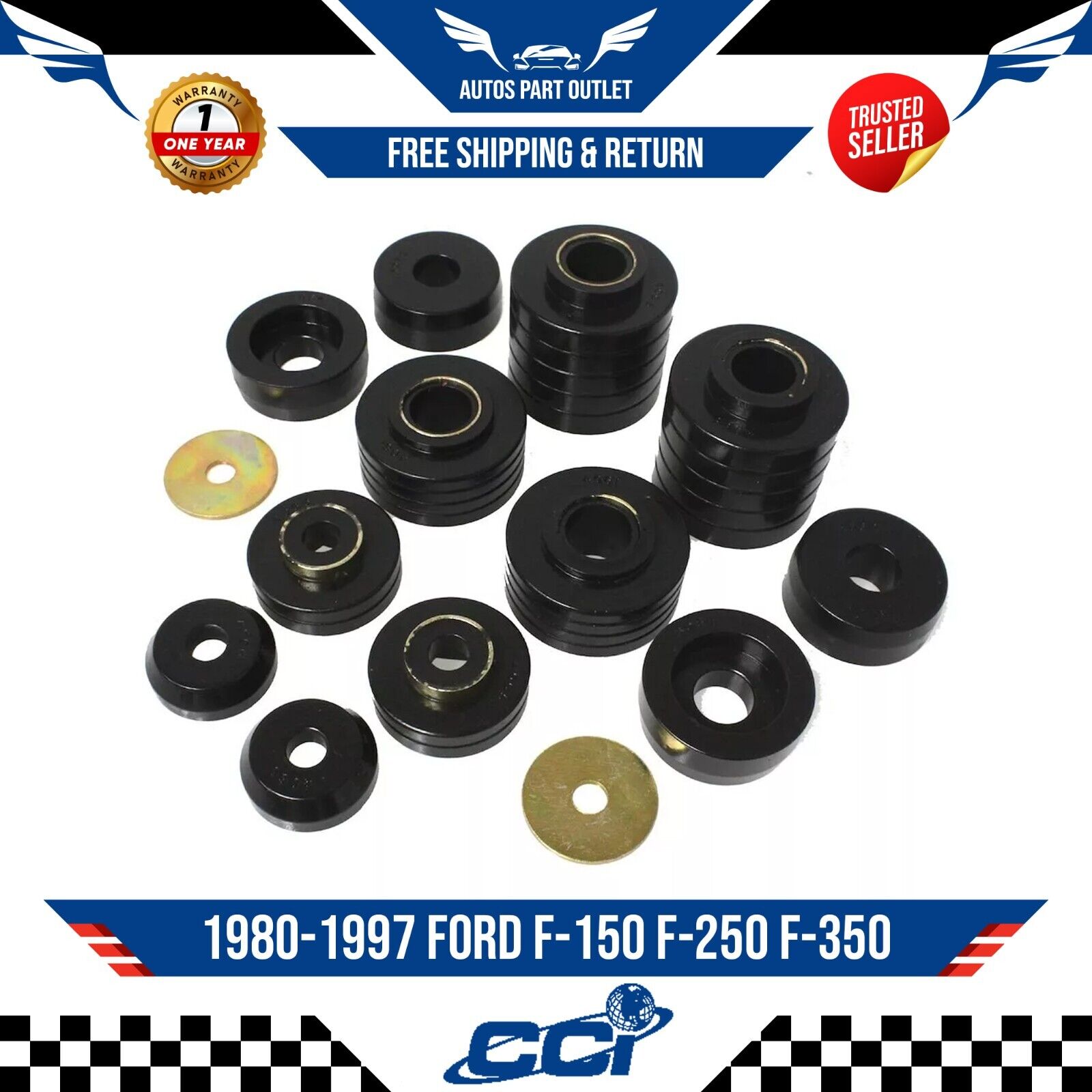 New 44107G Body Mount & Radiator Bushings For 1980-1997 Ford F-150 F-250 F-350