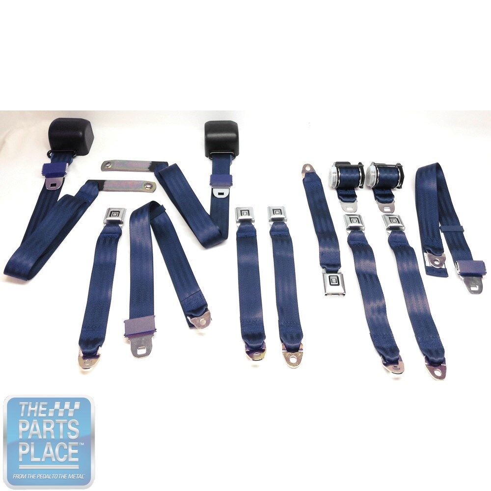 1978-88 GM G Body Cars Factory Style Front Bucket & Rear Seat Belts – Navy Blue