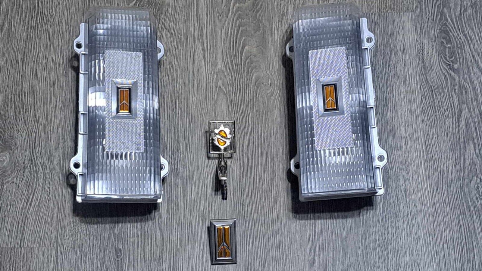 1986 to 1988 Cutlass ClearTail Light Set with Custom Gold Emblems & Ornaments