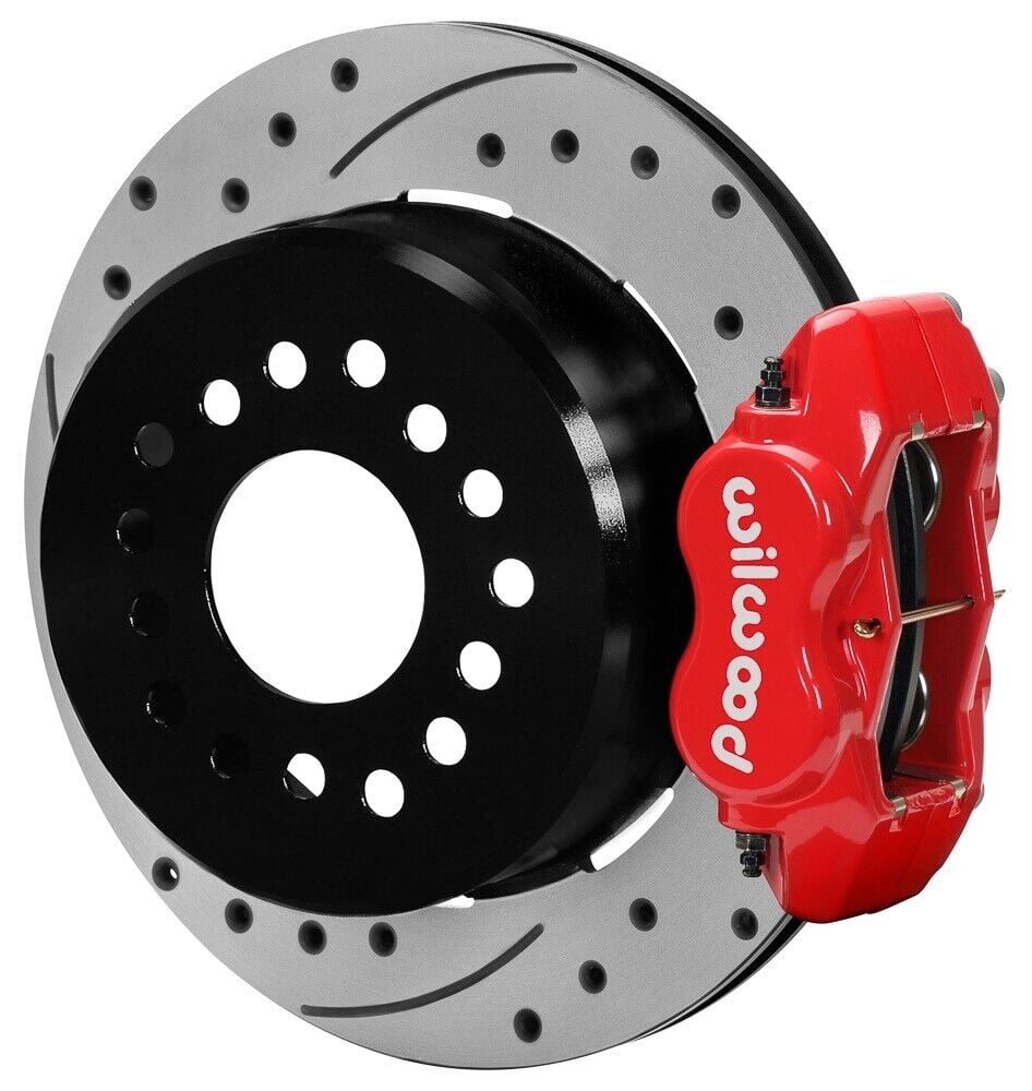 WILWOOD REAR DISC BRAKE KIT,REAR PARKING,GM G-BODY 7-5/8″ FLANGE,12″ DRILL,RED