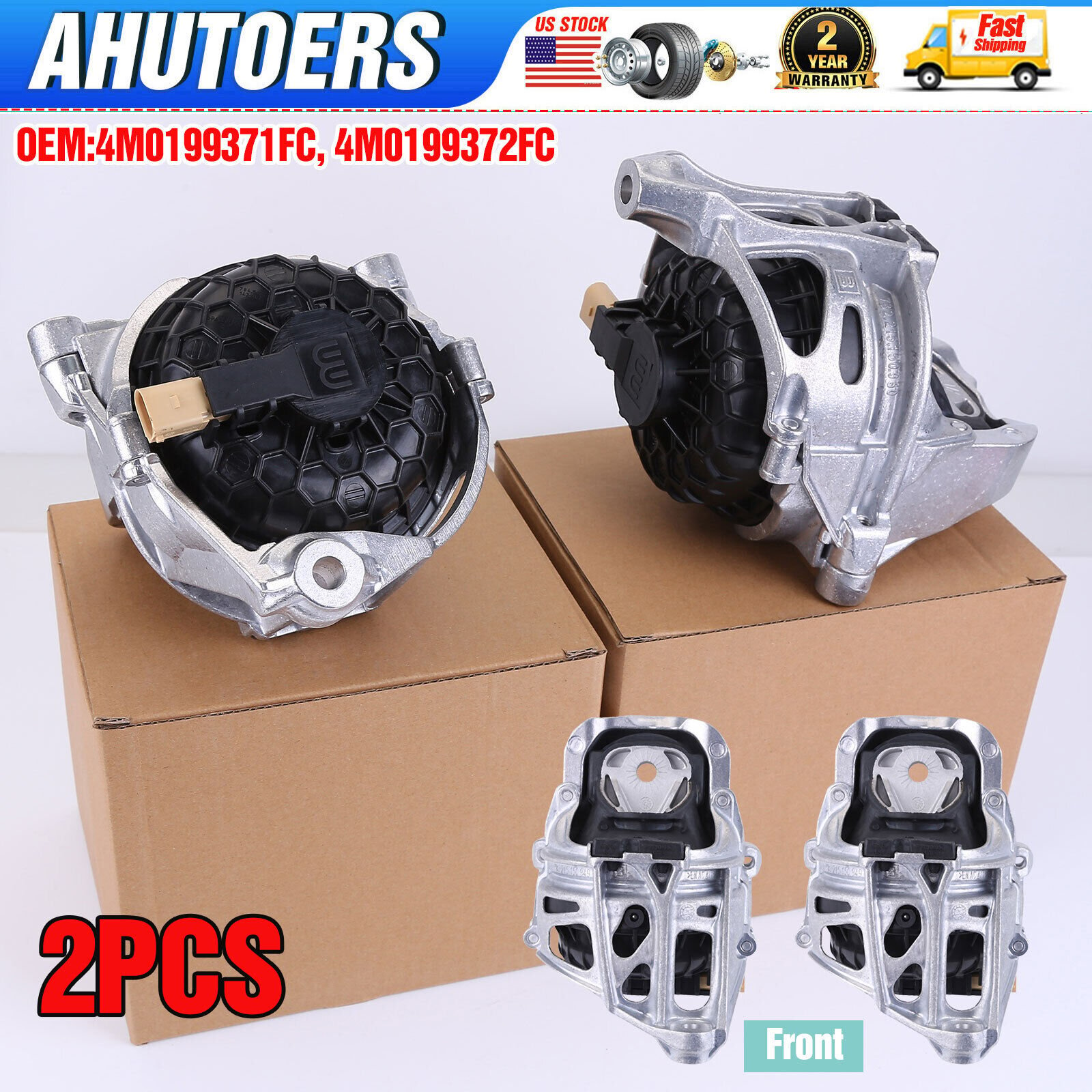 Set of 2 Engine Mounts (L + R) For Audi A4 S4 S5 SQ5 RS5 17-20 2.0L 4M0199371FC