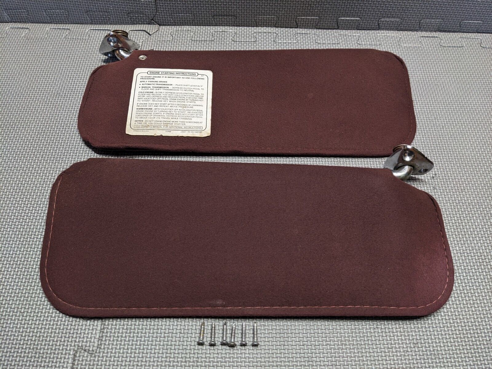 1978-1988 GM G-Body DARK RED Sun Visor Shade Pair Regal Cutlass Monte El Camino