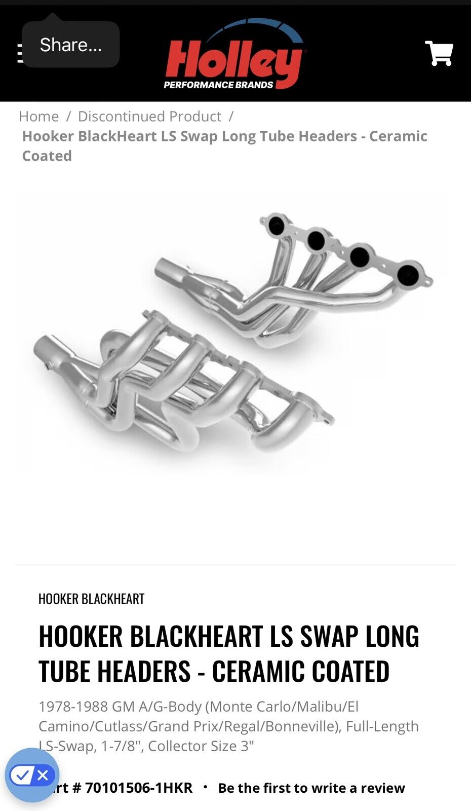 Holley LS Swap Headers g-body