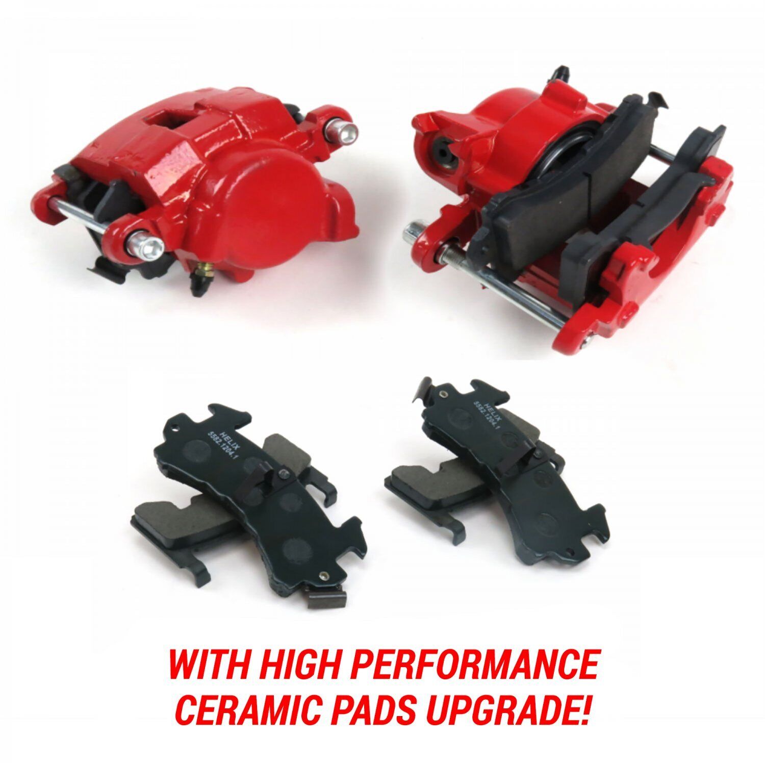 Red GM Single Piston Calipers w/Ceramic Pads- Pair G Body 78-88