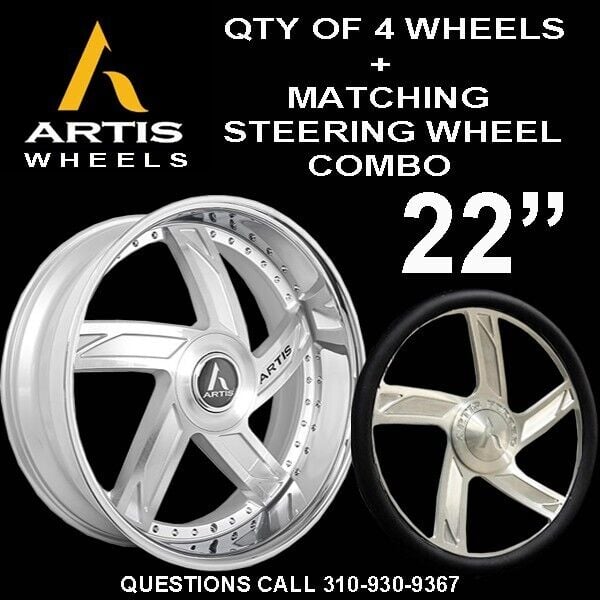 ARTIS VESTAVIA  22 INCH WHEELS RIMS WITH STEERING WHEEL COMBO GBODY G-BODY DONK