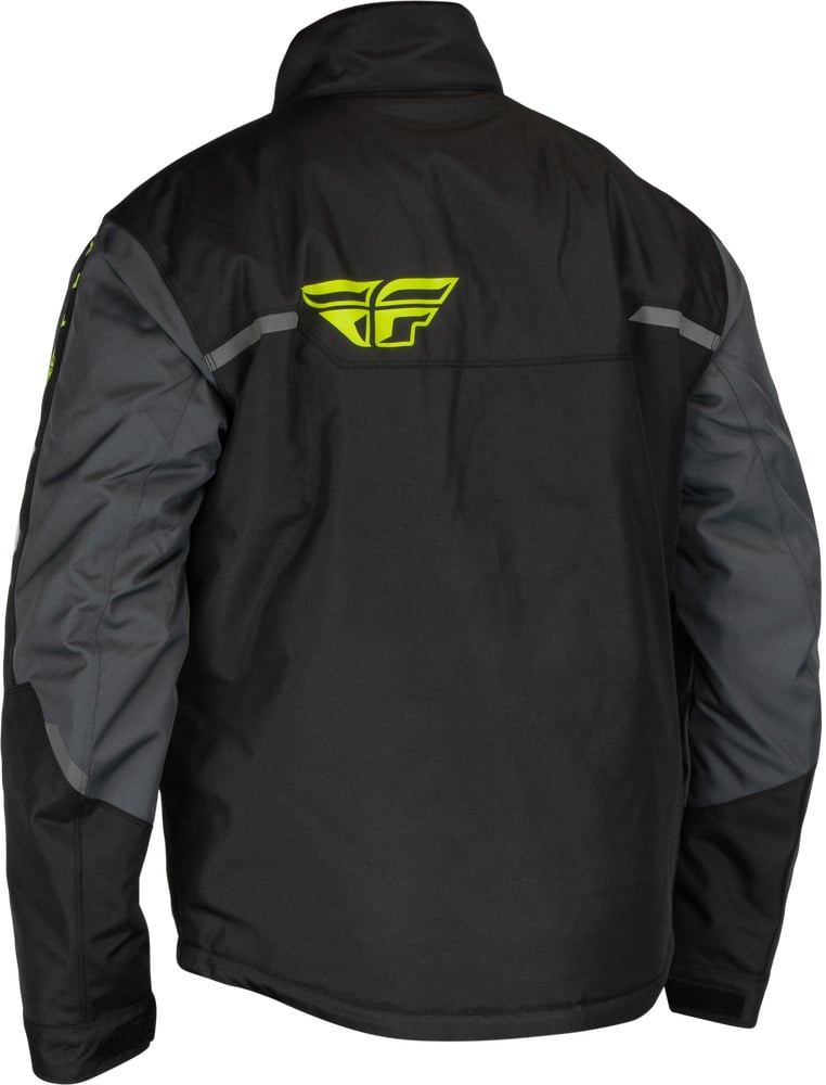 Fly Racing Snowmobile Outpost Jacket and Bib Combo – Black/grey/Hi-Vis – Sz LG