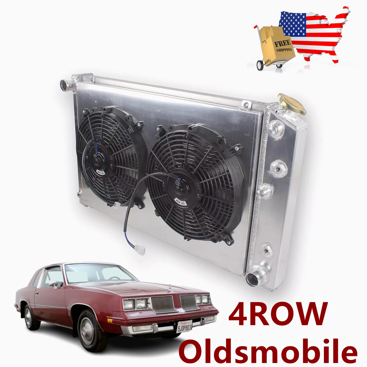 4Row Radiator+Fans For Oldsmobile Cutlass / Pontiac Grand Prix 78-88 V8 G-Body