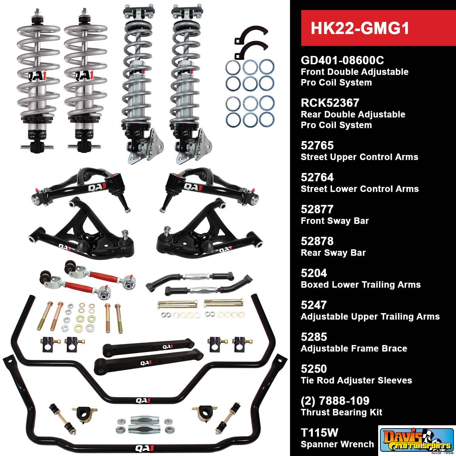 QA1 Handling Kit, Level 2 Fits 1978-1988 GM G-Body, Buick GN, Coilover Kit