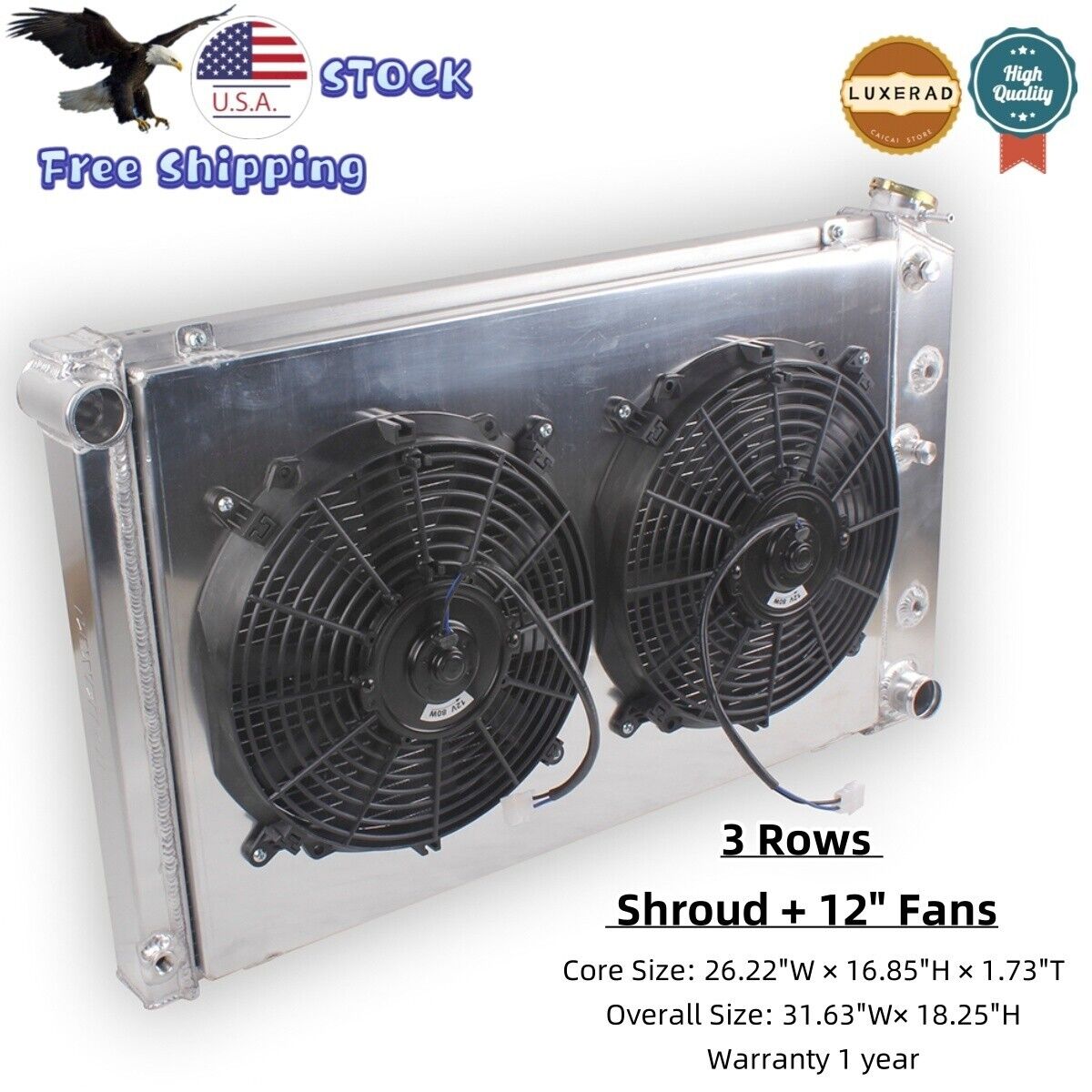 3 Row New Radiator 2×12″Fan For 1978-87 Chevy Monte Carlo SS/Olds Cutlass G-body